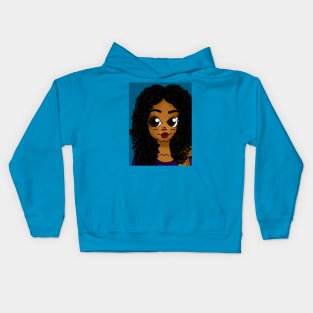 Cute black girl digital art Kids Hoodie